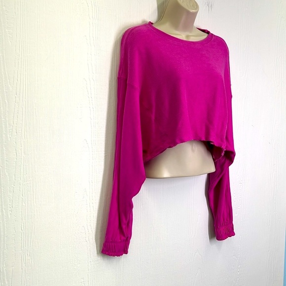 Free People - Movement Surfside Living Magenta Pink Cropped Overside Top Size XS - Picture 4 of 15